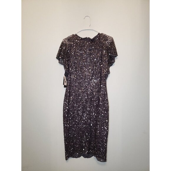 Adrianna Papell Women 6 Dress All Over Sequin Flutter Sleeve Evening NWT FLAW - Picture 2 of 9